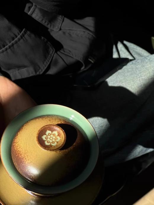 【样品特惠，无原包装，仅1件，无货退款】青瓷琵琶宝相花纹三才盖碗主人杯茶壶陶瓷功夫高端壶承干果盘宝相三才马蹄盖碗120ML 商品图4