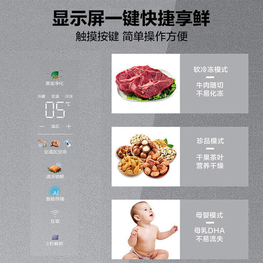 海尔（Haier）425升【700mm宽】 超薄零嵌入式冰箱法式多门对开五门电冰箱小户型一级能效变频风冷无霜 底部散热 0cm嵌入+阻氧干湿分储+宽幅全温区变温 商品图2