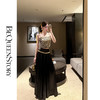 余潇潇【黑金晚宴】轻奢质感缎面烫钻缝制腰链大摆隐拉半身裙 商品缩略图0