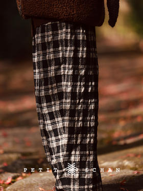 PETIT SCHAN小闪 CLO#673 Extra chic “格”外时髦  羊毛棉混纺松紧腰格纹萝卜裤
