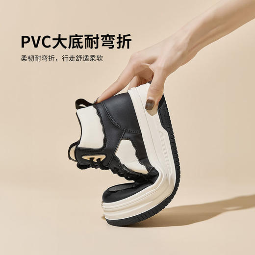 ZHR则则加绒保暖休闲鞋女2024冬季新款ins潮流百搭厚底高帮运动鞋 商品图2