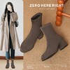 ZHR则则复古时髦摩登粗跟短靴女2024秋冬新款简约纯色绒面瘦瘦靴 商品缩略图1