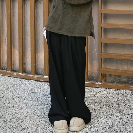 【顺丰包邮】43128 洛诗琳秋季新款黑色垂感阔腿拖地西装裤816 商品图2