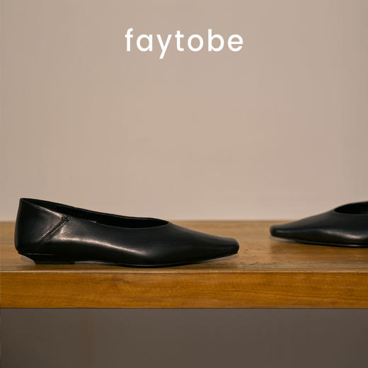 faytobe极简方头僧侣鞋25早春胎牛皮浅口单鞋小众设计豆豆鞋 商品图1