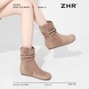 ZHR则则复古堆堆靴女2024新款内增高洋气小短靴加绒时尚绒面女靴 商品缩略图8