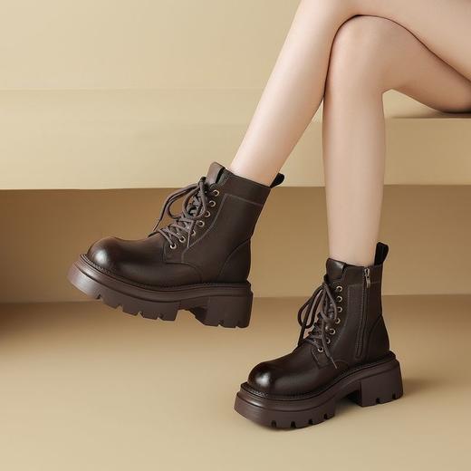 ZHR则则厚底马丁靴英伦小短靴洋气百搭女靴2024新款加绒保暖靴子 商品图8