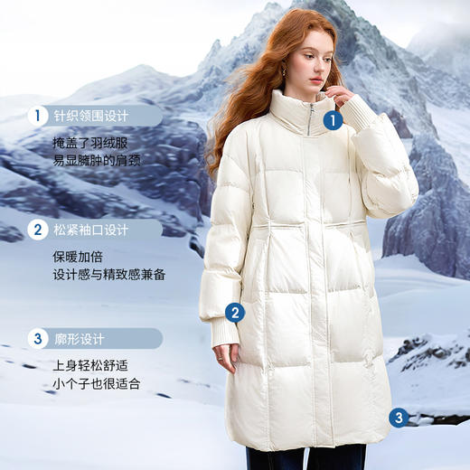 高级感针织围领中长款羽绒服女秋冬加绒保暖面包服外套V0043457 商品图2