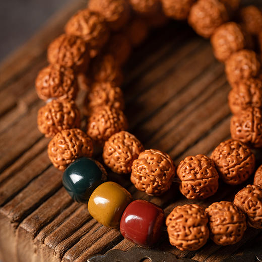 <有书独家>【经典】岸纾 天然小金刚菩提/京八棱猴头核桃玛瑙文玩手持双圈手串  原籽文玩盘玩手链 商品图5