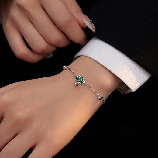 【碧莲】S925银莲花滴胶复古手链【BF-BRS362】 商品图2