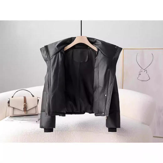 丁摩新款海宁加厚短款绵羊皮真皮羽绒服女宽松外套高端ALz2401 商品图3