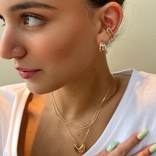 LHWINDSOR 曲别针戒指小钻镶嵌轻盈回形针造型耳骨夹指环可调节开口尾戒 商品图10