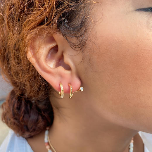 LHWINDSOR 细竹耳语耳钉经典竹节系列耳饰复古金色叠戴饰品 商品图5