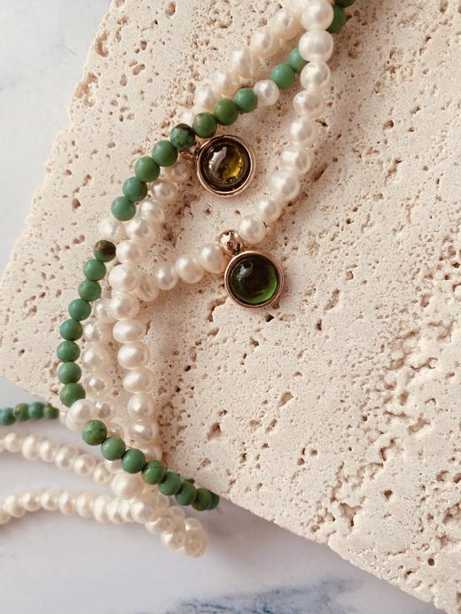 LHWINDSOR 夏日遐想松石珍珠项链百搭叠戴巴洛克珍珠复古银镀金颈链 商品图5