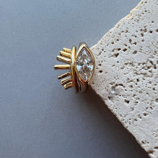 LHWINDSOR 长睫毛两枚组合戒指眼睛造型叠戴复古小众指环 商品图4