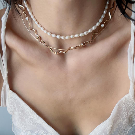 LHWINDSOR 水波纹项链女ins潮小众设计感波浪锁骨链 商品图1