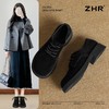 ZHR新中式加绒单鞋2024新款冬季保暖短筒女鞋时尚平跟ins乐福鞋女 商品缩略图1