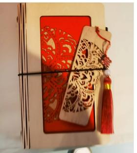 A6绣球剪纸笔记本+书签