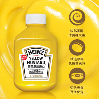 亨氏（Heinz）芥末酱 美国原装进口黄芥末调味酱255g 热狗汉堡三明治炸鸡酱料 /粮油调味 /调味品 /西式酱料 商品图1
