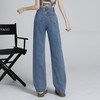 罗蒙女士牛仔裤百搭舒适高腰宽松显瘦阔腿裤休闲通勤直筒牛仔长裤 商品缩略图4