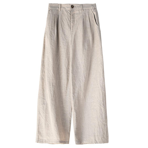 牧衣游原创 进口雨露麻原色阔腿裤女新款宽松显瘦休闲裤 简静风 商品图4