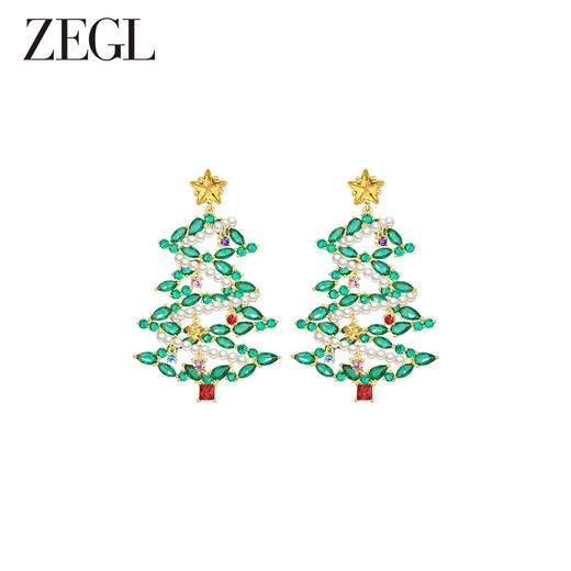 ZEGL设计师圣诞系列圣诞树耳环女小众设计感高级耳钉秋冬银针耳饰 商品图0