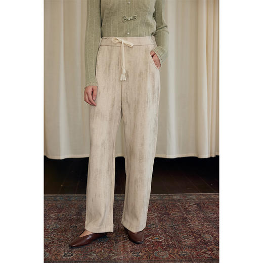 HeyDress新中式印花休闲裤女冬季宽松阔腿裤扎染长款简约百搭裤子 商品图0