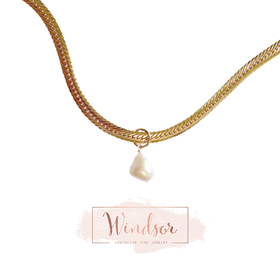 LHWINDSOR 蛇骨巴洛克珍珠项链chic质感颈链天然巴洛克珍珠吊坠