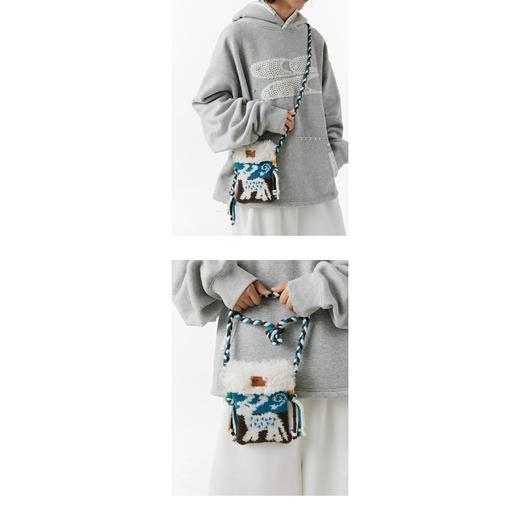 CryingCenter 雪顶烟囱复古毛织拼接编织斜挎包 哭喊中心 商品图4