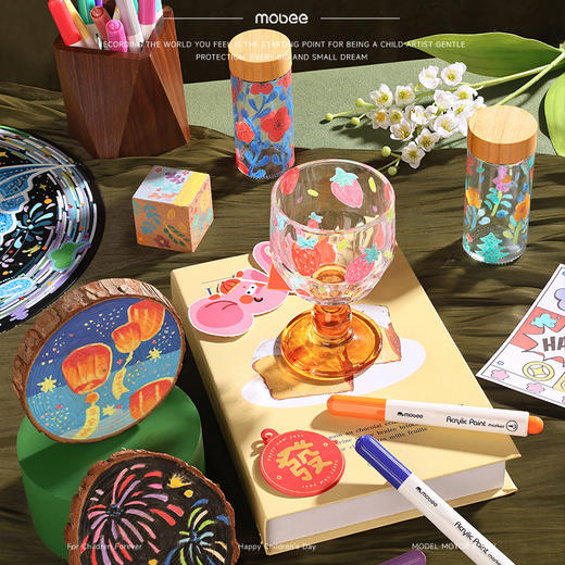 【蛇年限定礼盒】mobee新年60色丙烯马克笔礼盒 全铝框PU皮礼盒 彩笔界的“爱马仕” 万物皆可画 商品图3