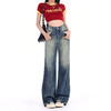 罗蒙女士四季牛仔裤复古百搭高腰宽松显瘦阔腿裤休闲通勤女直筒长裤 商品缩略图3