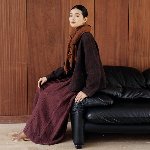 绽放旅行女装819朵/云感羊毛棉开衫上衣新中式提花立领短毛呢外套 商品图1