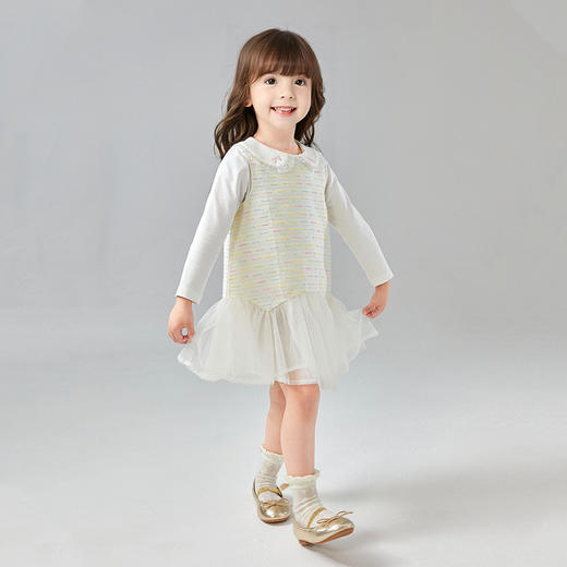 笛莎Deesha 童装女童连衣裙2025春新款娃娃领香风背心裙 商品图2