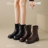 ZHR则则洋气百搭瘦瘦靴加绒马丁靴2024新款厚底短靴西部搭扣女靴 商品缩略图2