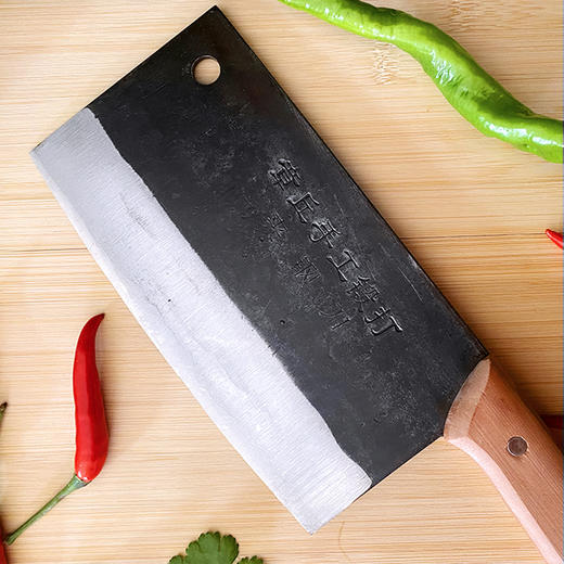 铁锤头菜刀章丘手工锻打夹钢刀  古法工艺加厚材质稳固省力切菜刀 商品图6