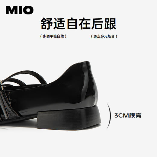 MIO米奥甜美可爱风玛丽珍鞋黑色搭扣设计粗跟单鞋M251450202 商品图4