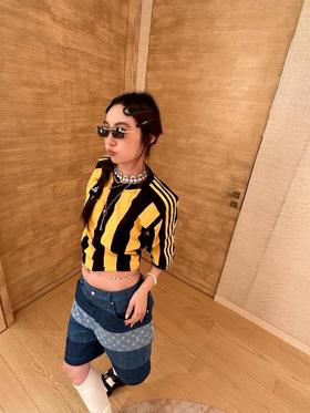 驴家 牛仔拼条短裤（JN）