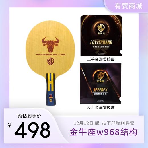 金满贯金牛座乒乓球拍底板内置碳纤维实木08面材进阶横拍直拍 商品图0