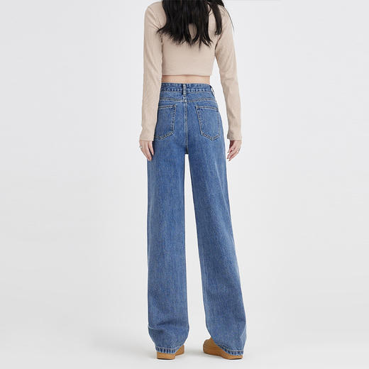 罗蒙女士四季款牛仔裤百搭时尚女长裤好穿休闲通勤显瘦直筒裤女 商品图4