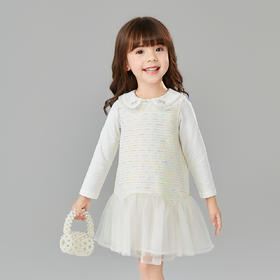 笛莎Deesha 童装女童连衣裙2025春新款娃娃领香风背心裙