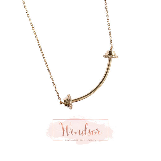 LHWINDSOR 运动系列之微笑的杠铃项链小众轻奢健身哑铃吊坠锁骨链 商品图0