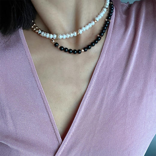 LHWINDSOR 圆珠失衡项链巴洛克珍珠不平衡设计颈链小众轻奢时尚饰品 商品图9