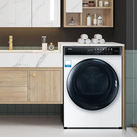 海尔（Haier）晶彩烘干机家用 10公斤热泵干衣机 冰雪白色 源头除毛屑 极速升温 MATE7W 以旧换新 冰雪白外观 FMATE7WU1