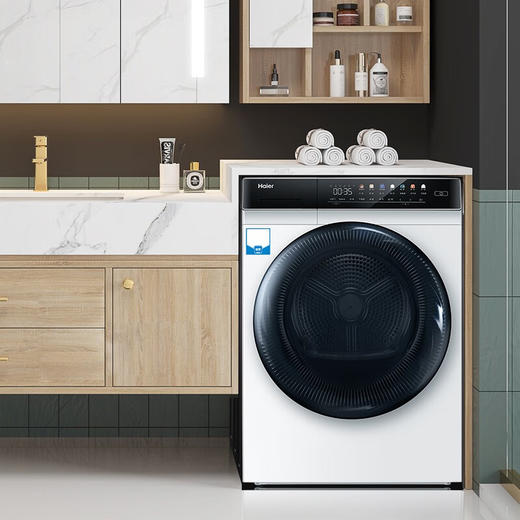 海尔（Haier）晶彩烘干机家用 10公斤热泵干衣机 冰雪白色 源头除毛屑 极速升温 MATE7W 以旧换新 冰雪白外观 FMATE7WU1 商品图0