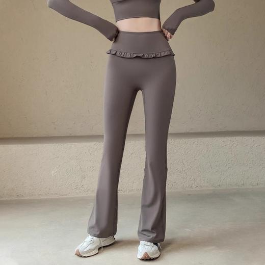 跃牌【禅语梵心】荷叶边微喇瑜伽裤女高腰显瘦运动喇叭裤CK5028 商品图2