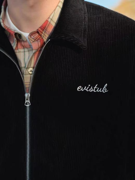 Evistub/E-4DWT1255/美式粗坑灯芯绒链条刺绣复古加厚绗棉赛车夹克 商品图3