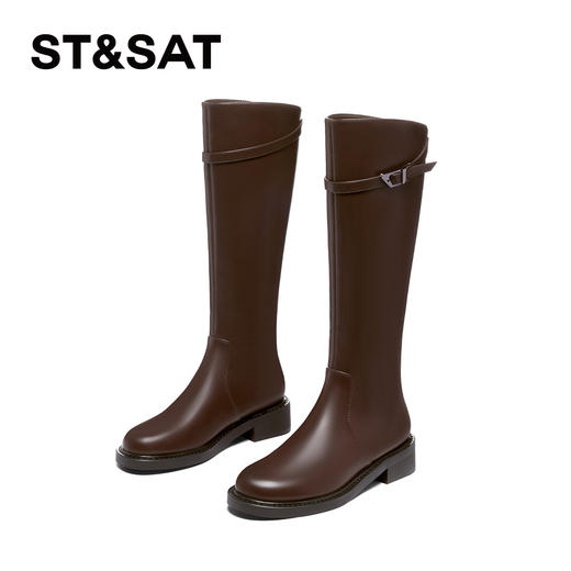 星期六英伦风加绒增高显瘦百搭骑士靴SS341191MS 商品图6