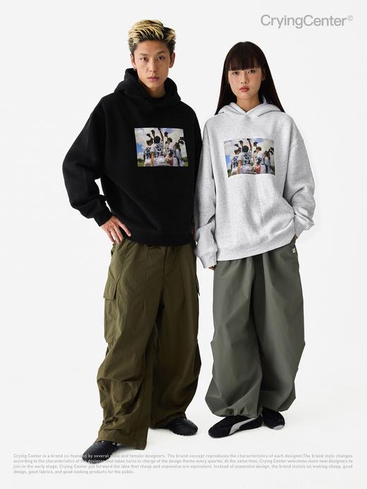 CryingCenter 棒球队合照手写字连帽加绒卫衣 哭喊中心 商品图0