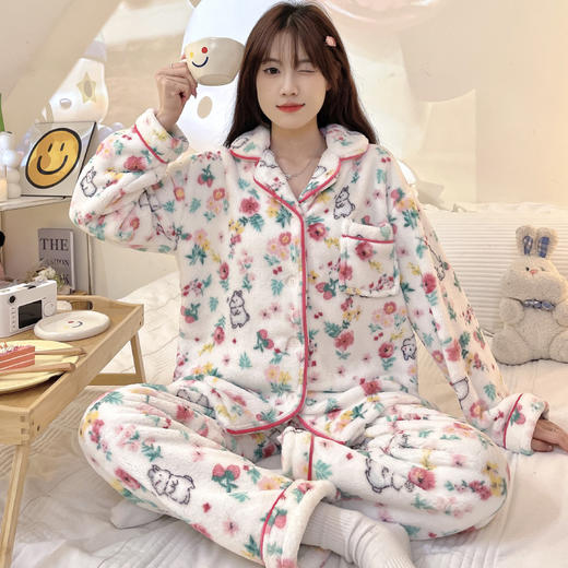 【HelloKitty珊瑚绒睡衣，加厚加绒保暖舒适】韩系HelloKitty凯蒂猫珊瑚绒睡衣女 秋冬季新款 加厚加绒家居服-QQ 商品图10