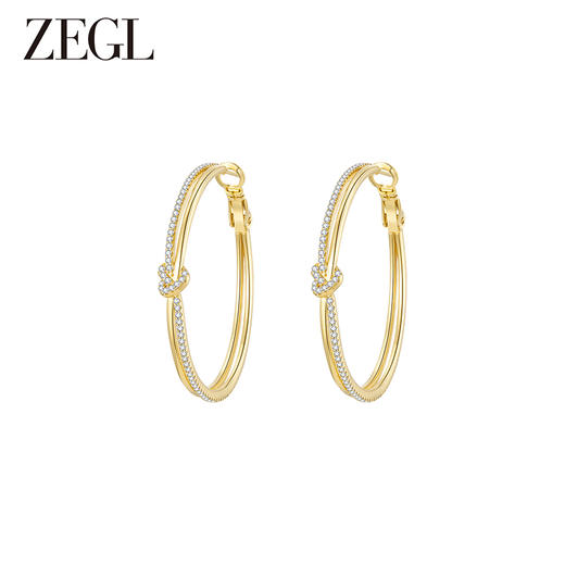 ZEGL金色素圈耳圈2024新款爆款大圈耳环女轻奢高级感银针圈圈耳饰 商品图0