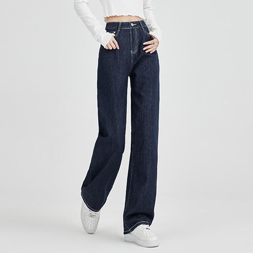 罗蒙女士牛仔裤四季百搭休闲阔腿裤高腰宽松显瘦时尚直筒牛仔长裤 商品图1